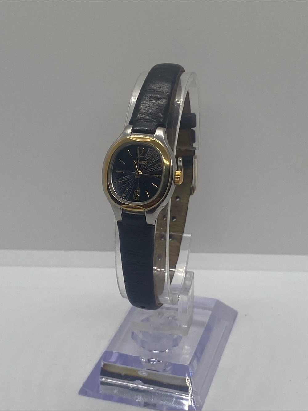 Timex Women's Black Dial Watch with Gold-Tone Bezel